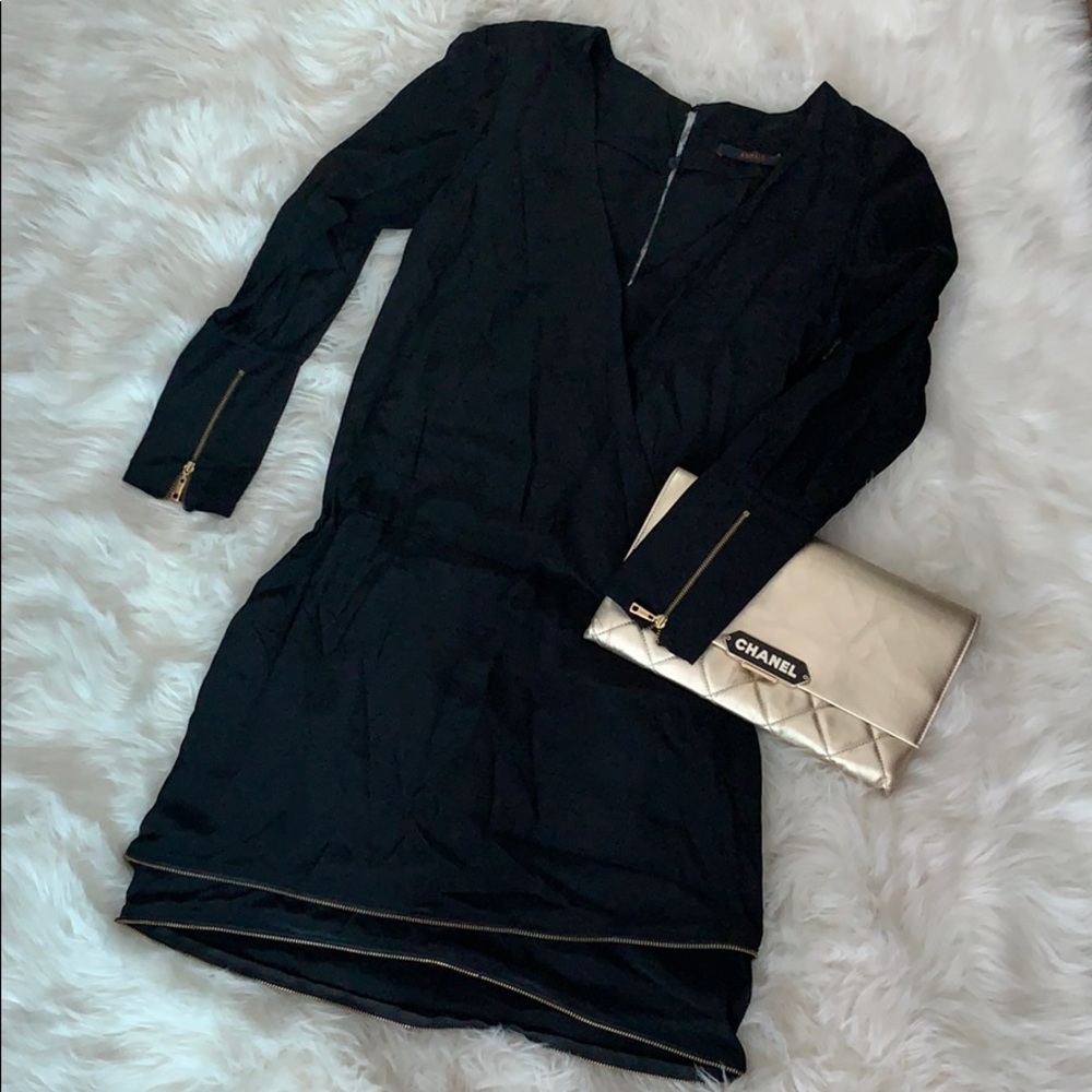 Animale Long Silk Sleeve Black Dress size 38 or 2